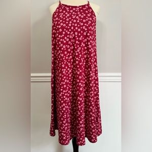 NWOT French Grey Burgandy Floral Halter Dress